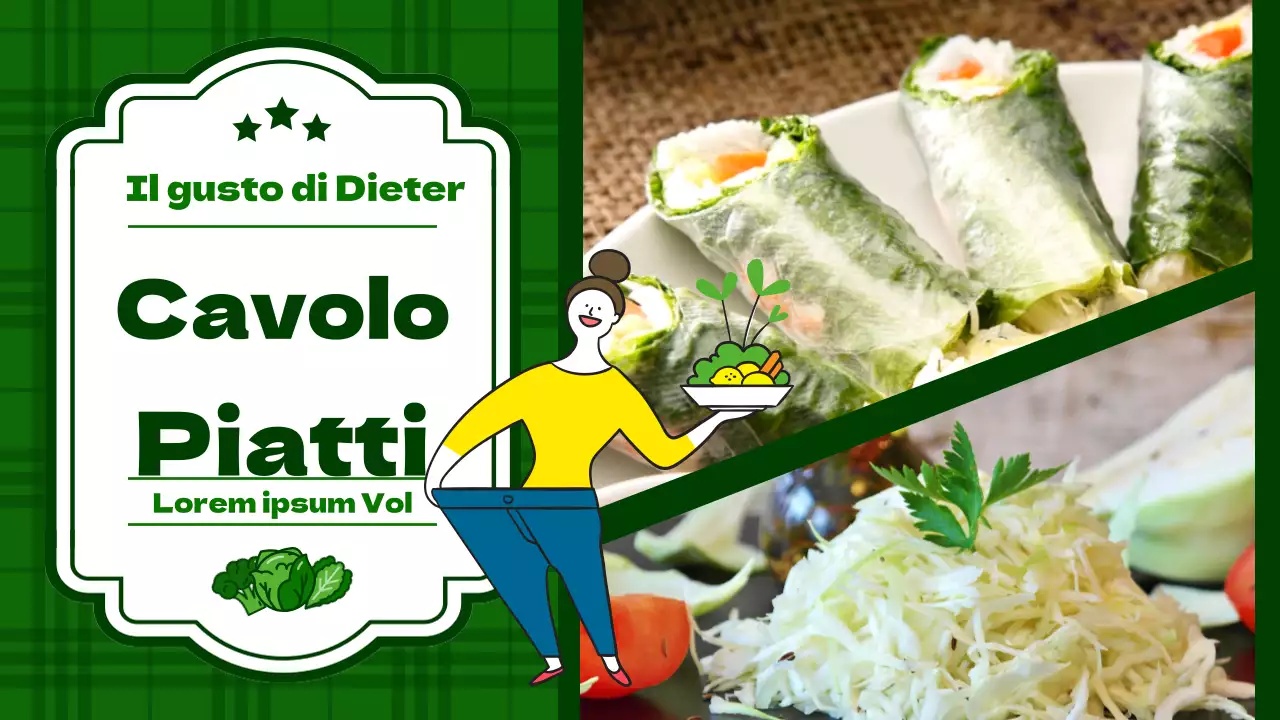 Una raccolta di piatti dietetici a base di cavolo con enfasi di colore verde e immagine fotografica
