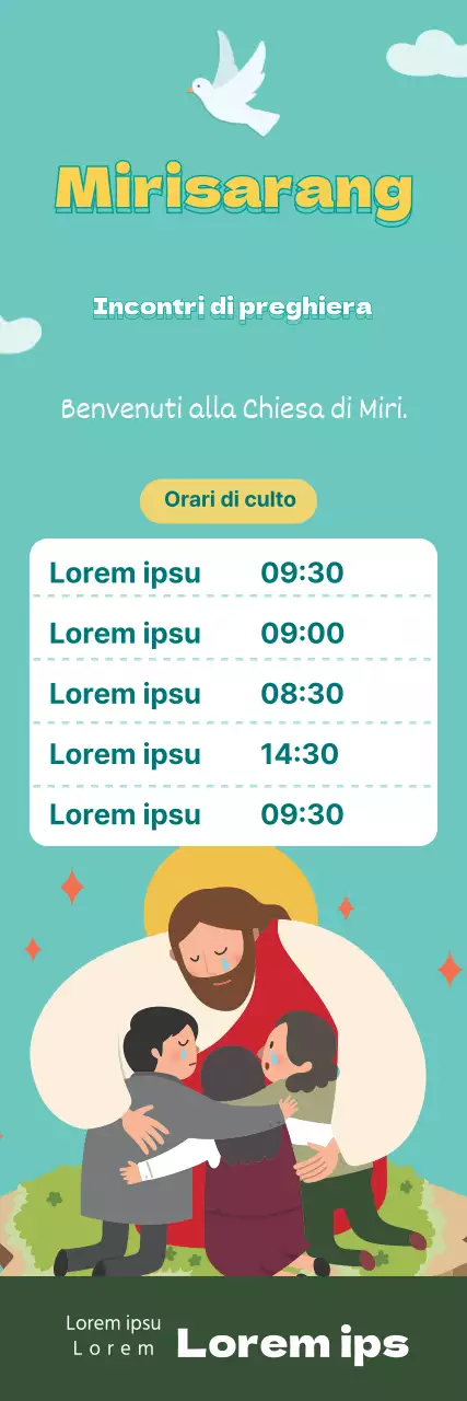 Promozione di un incontro di preghiera in chiesa con illustrazione blu