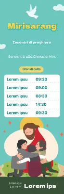 Promozione di un incontro di preghiera in chiesa con illustrazione blu