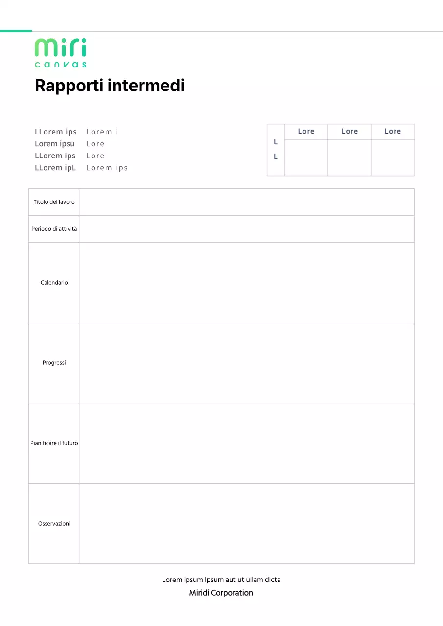 Formattazione di base di un semplice rapporto intermedio