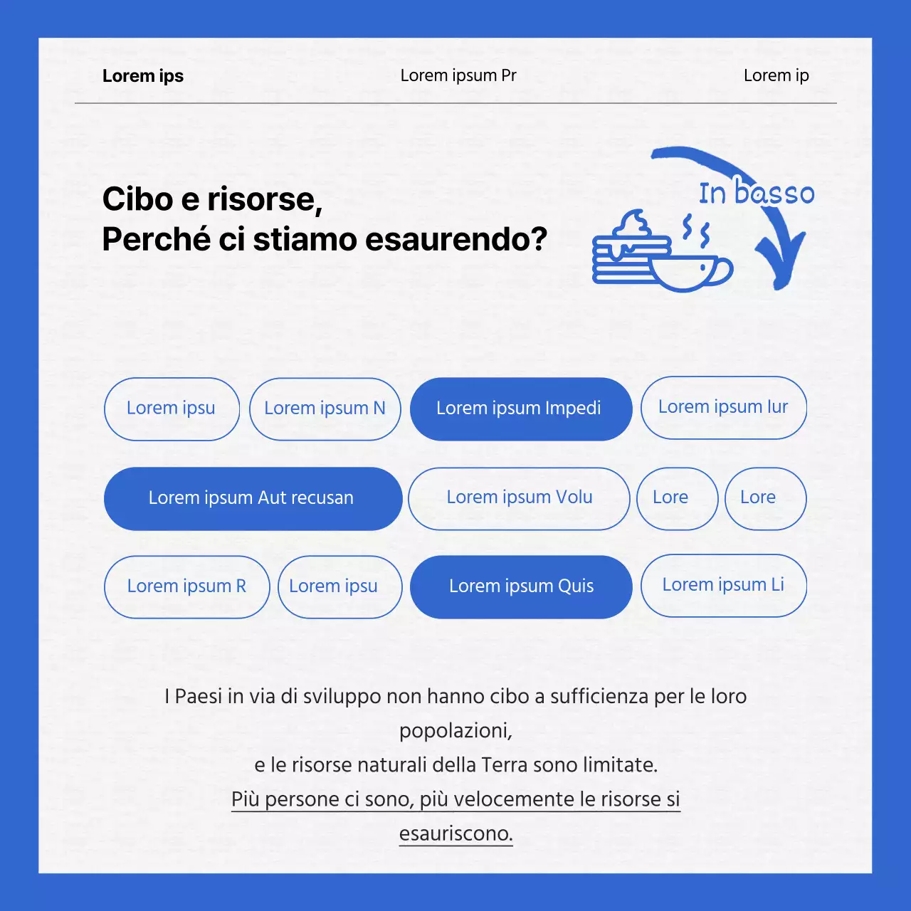 I problemi della popolazione mondiale in blu e bianco CardNews