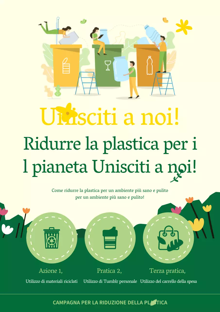 Campagna Giallo e Verde Riduci la Plastica