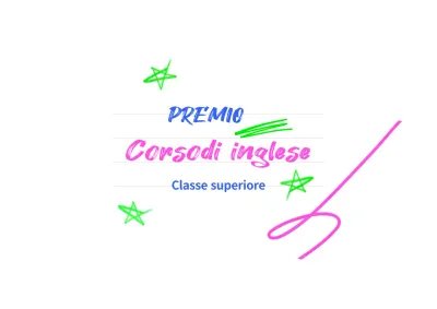 Una scuola di inglese colorata e affascinante in blu e rosa