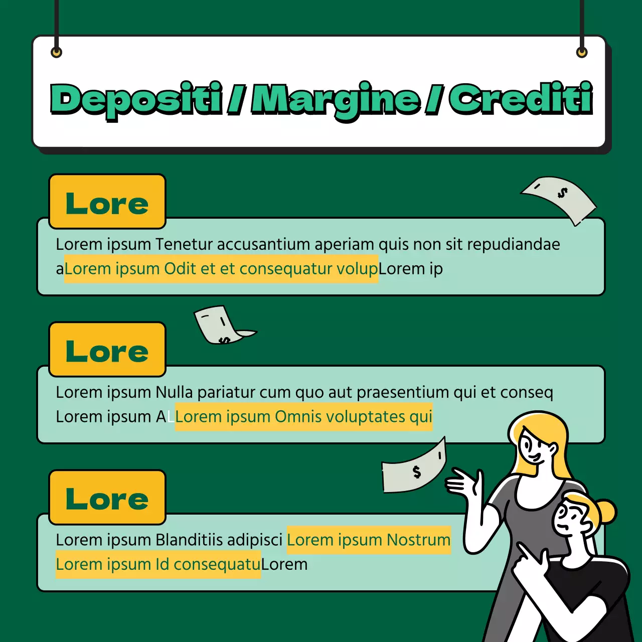 Termini di borsa in giallo Titoli Finanza CardNews