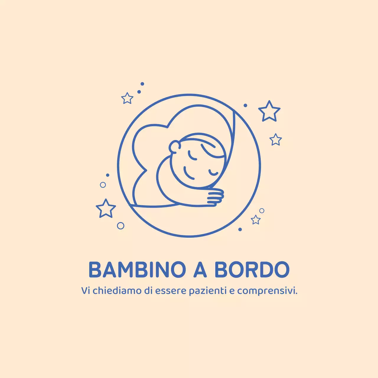 Illustrazione blu albicocca con un bambino a cavallo