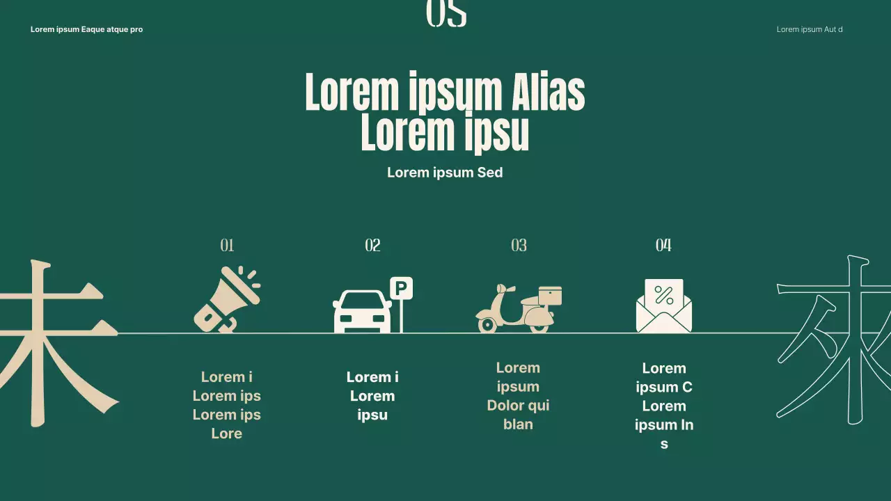 Piano per rivitalizzare i mercati tradizionali utilizzando oggetti e tipografia verde e beige