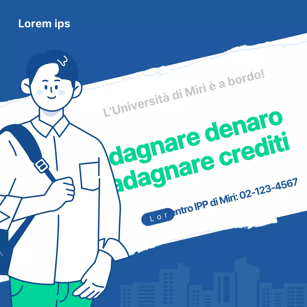 Il percorso di studio universitario blu e menta