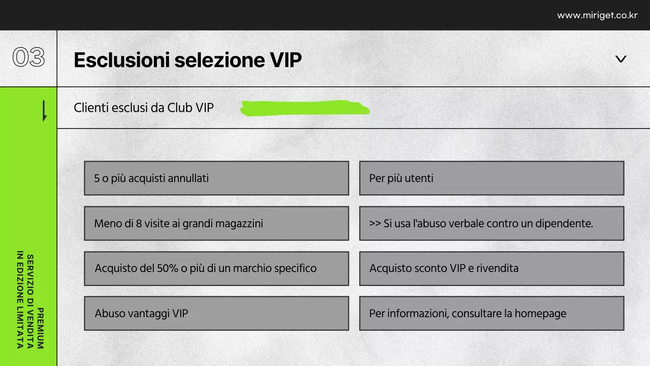 Presentazione dei benefit VIP dei grandi magazzini in bianco e nero e verde lime