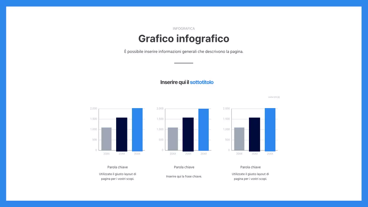 Grafico a barre del concetto di startup in blu