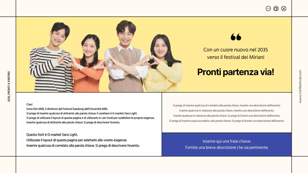 Le cornici avorio e giallo evidenziano la proposta del festival universitario