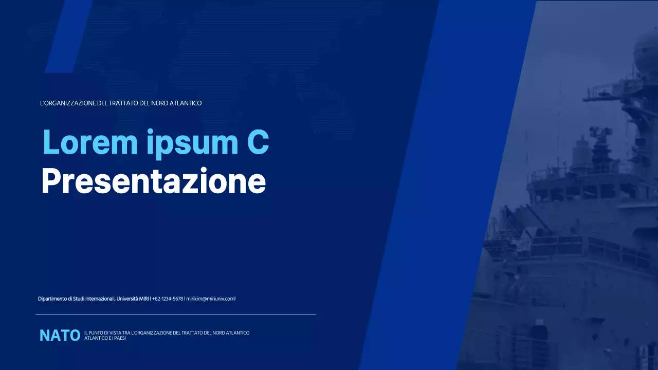 Semplice presentazione dell'Organizzazione del Trattato Nord Atlantico in blu