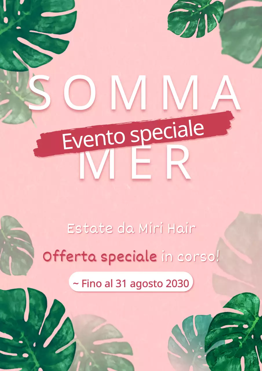 Saldi estivi con illustrazioni botaniche tropicali in rosa e azzurro