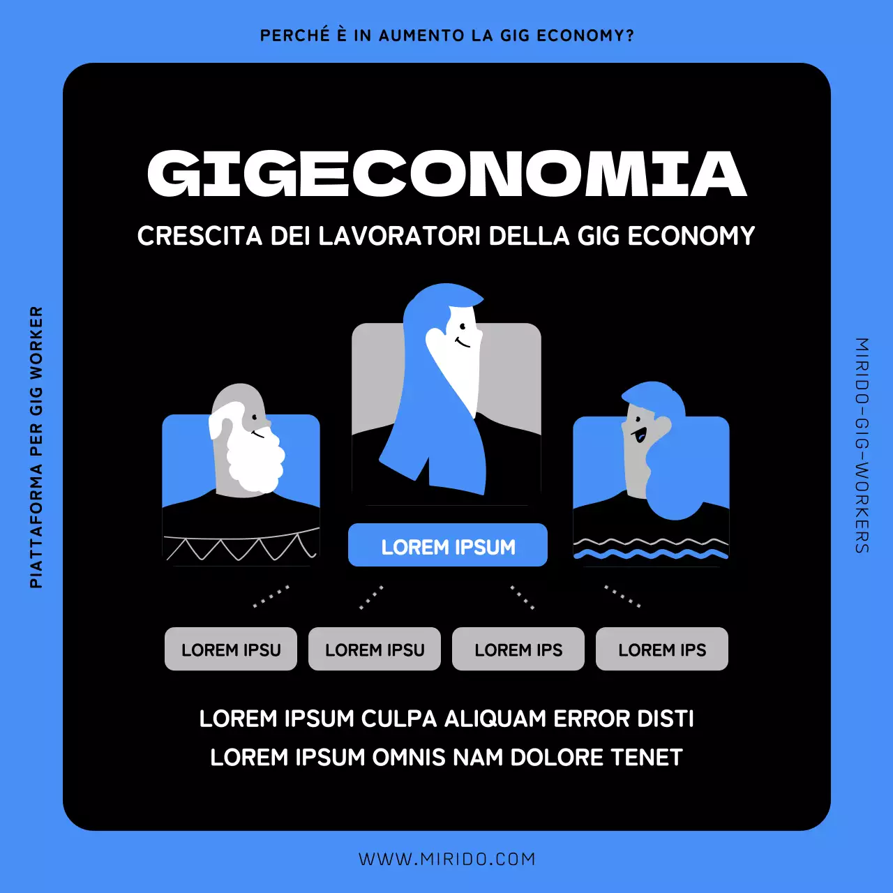 Illustrazione di persone blu e nere Introduzione ai lavoratori in nero