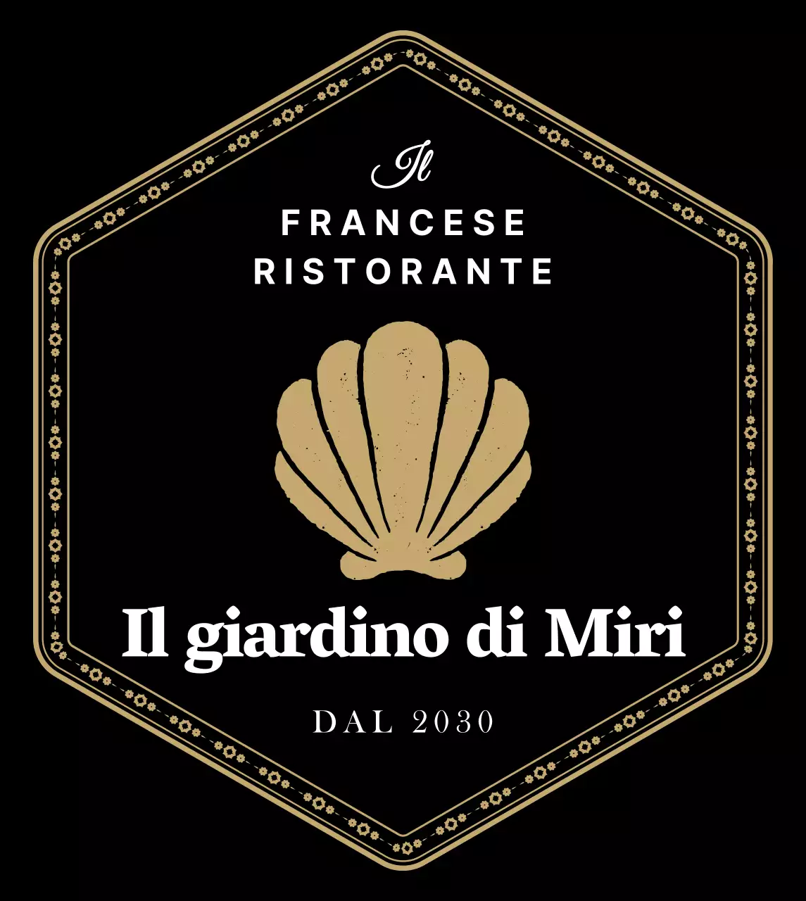 Un ristorante francese con una cornice d'oro decorata