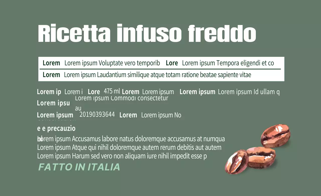 Lettere verdi Illustrazioni in evidenza Etichette dei chicchi di caffè pulite e dettagliate