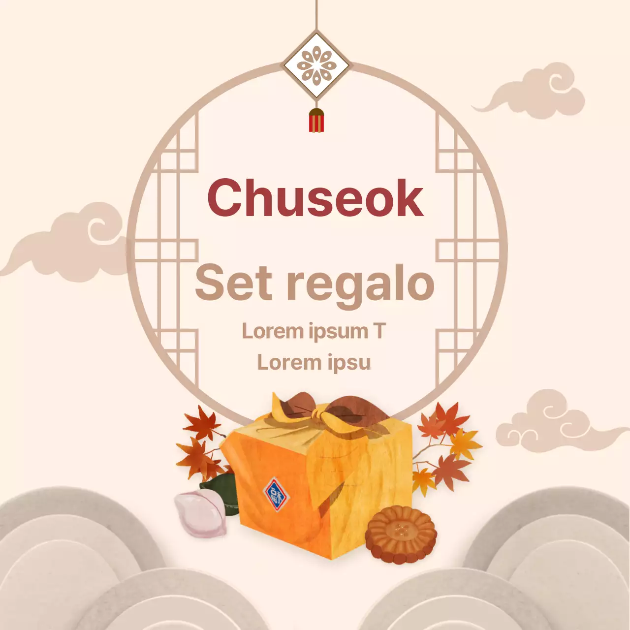 Set regalo Chuseok tradizionale con striscione quadrato