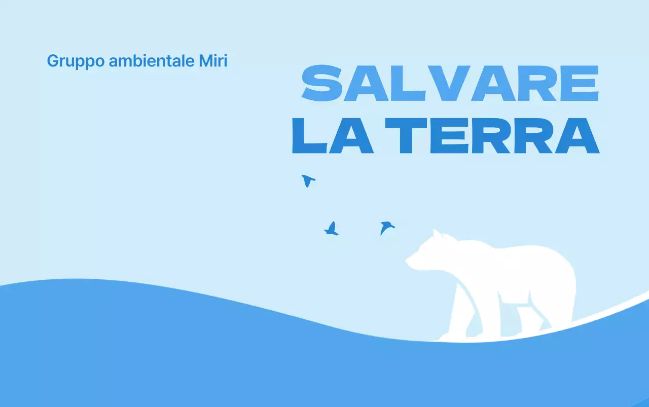 Un concetto pulito per un'organizzazione ambientalista con l'illustrazione di un orso polare in azzurro e blu.