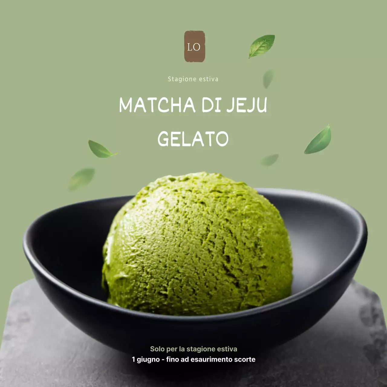 Striscione verde semplice da appendere per una caffetteria di gelato al matcha
