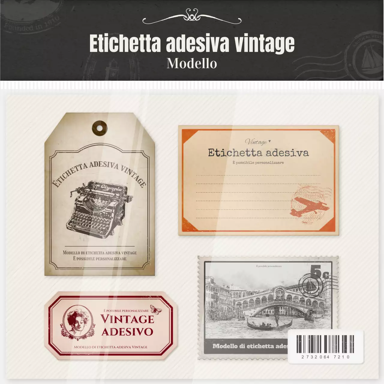 Pacchetto di layout con concetto di pacchetto di adesivi vintage beige