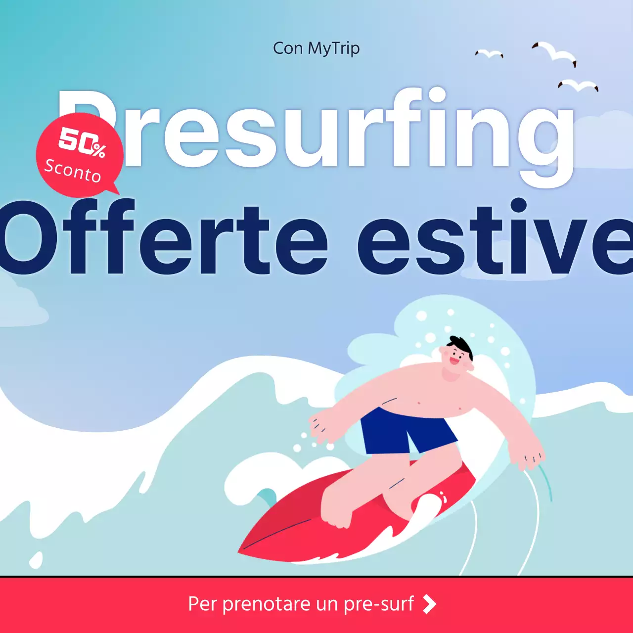 Blu Cool Surf Illustrazione Surf Offerte Social Media