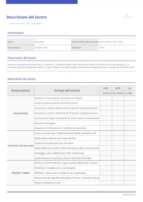 Semplice concetto di descrizione del lavoro in blu marino e nero con enfasi di linea