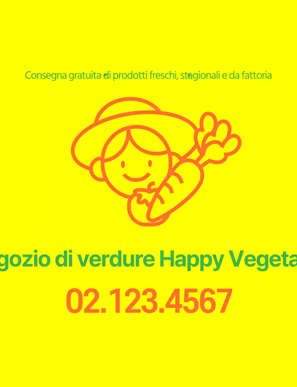 Gilet da negozio di verdure con semplice illustrazione di linee in giallo, verde e arancione