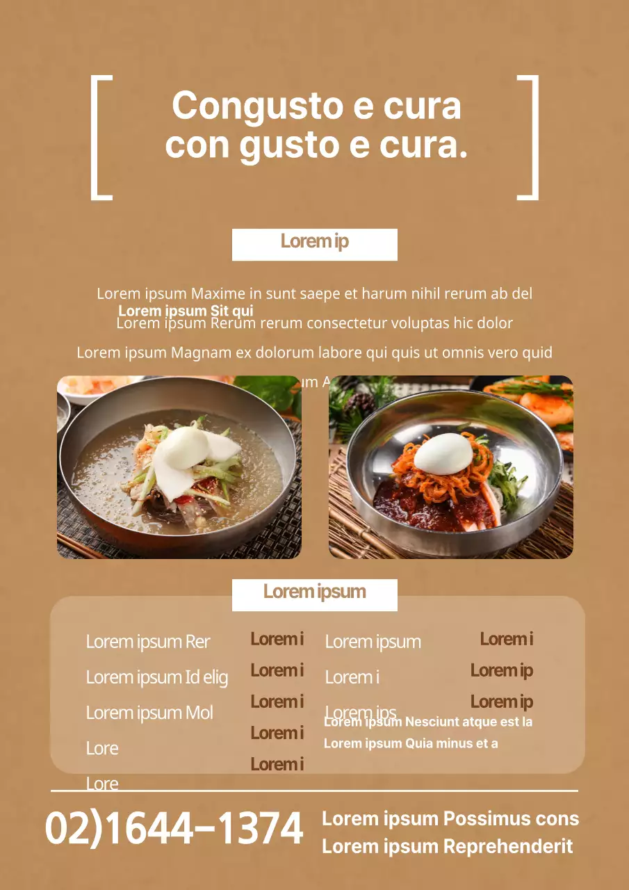 Cartellone del menu motsunabe marrone e ordinato