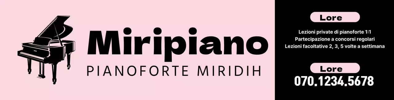 Illustrazione di una tastiera rosa per promuovere una scuola di musica