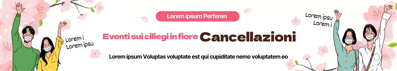 Cancellazioni di eventi di fiori di ciliegio ordinatamente illustrate in rosa