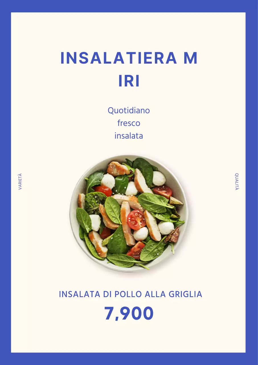 Poster con ritratto di insalata blu semplice