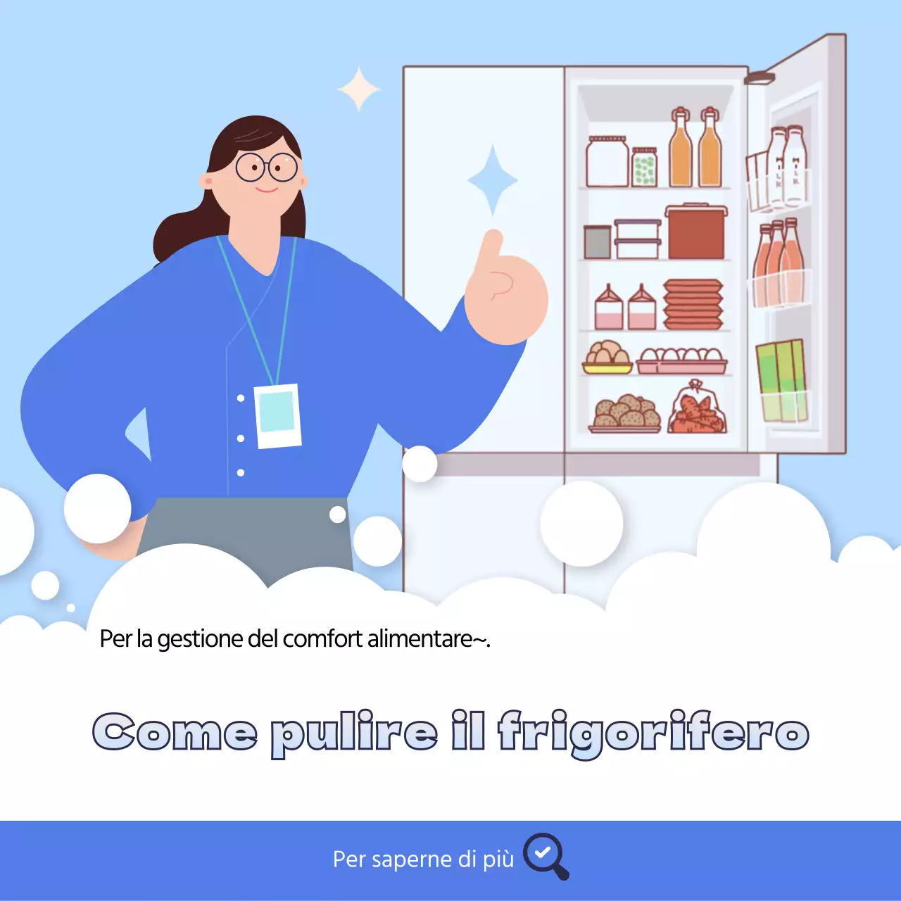 Guida alla pulizia del frigorifero blu