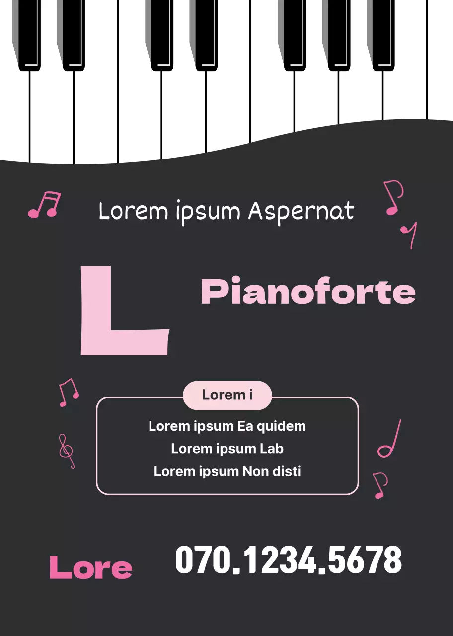 Illustrazione di tastiera in bianco e nero promozione scuola di musica