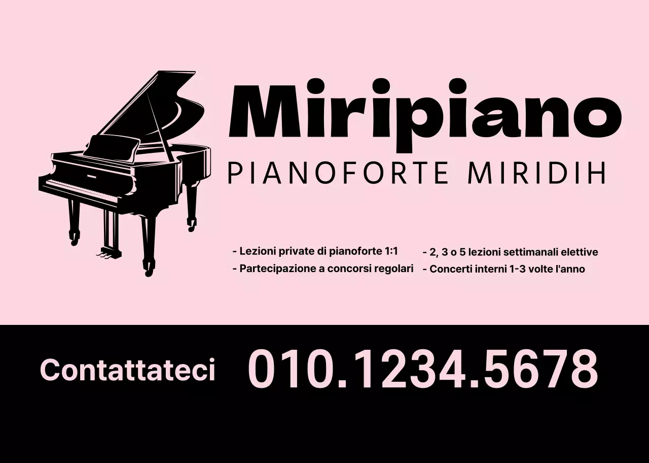 Illustrazione di una tastiera rosa per promuovere una scuola di musica