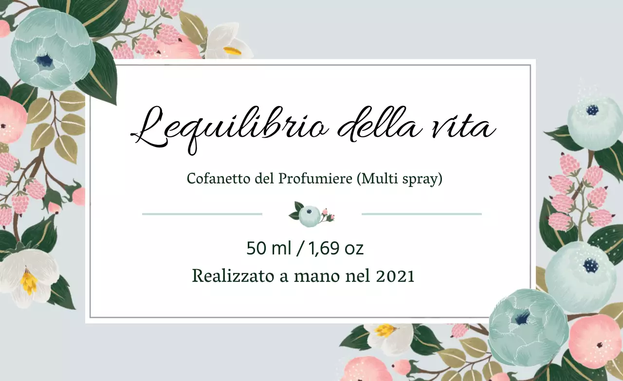 Etichetta di profumo vintage con illustrazione blu