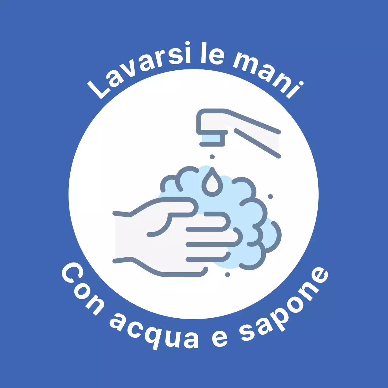 Guida semplice alla prevenzione del coronavirus illustrata in blu