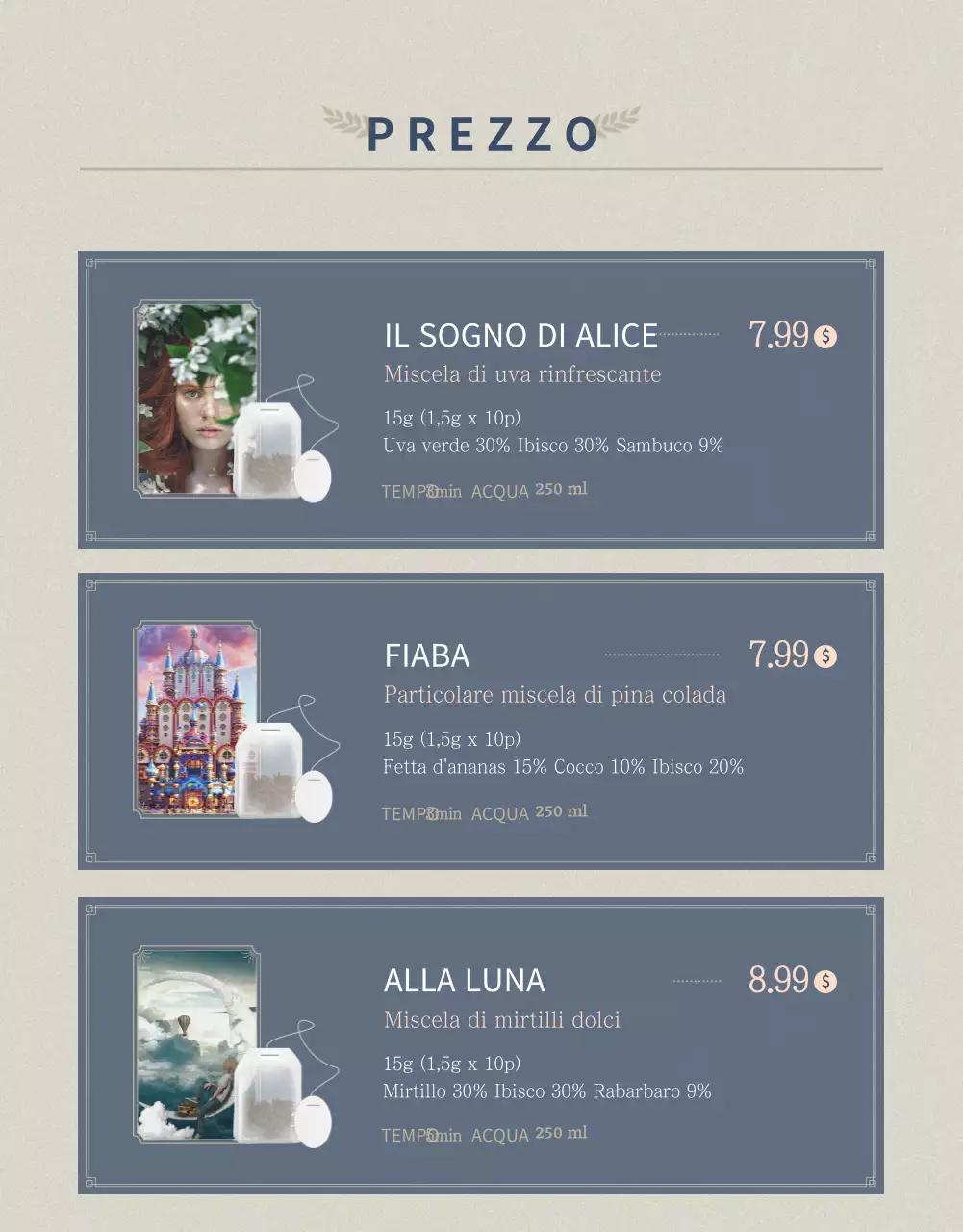 Dettagli sul tè miscelato