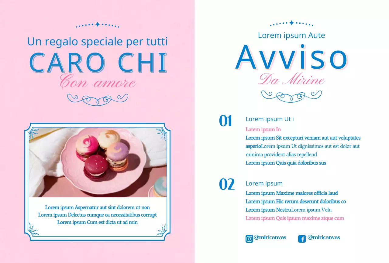 Evidenziare i titoli in rosa e blu Istruzioni per il caffè Macaron