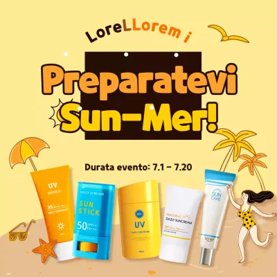 Giallo Illustrato Concetto Protezione solare Offerte estive Social Media