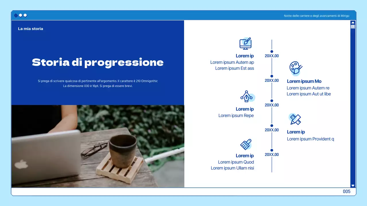 Presentazioni universitarie in tema di browser blu