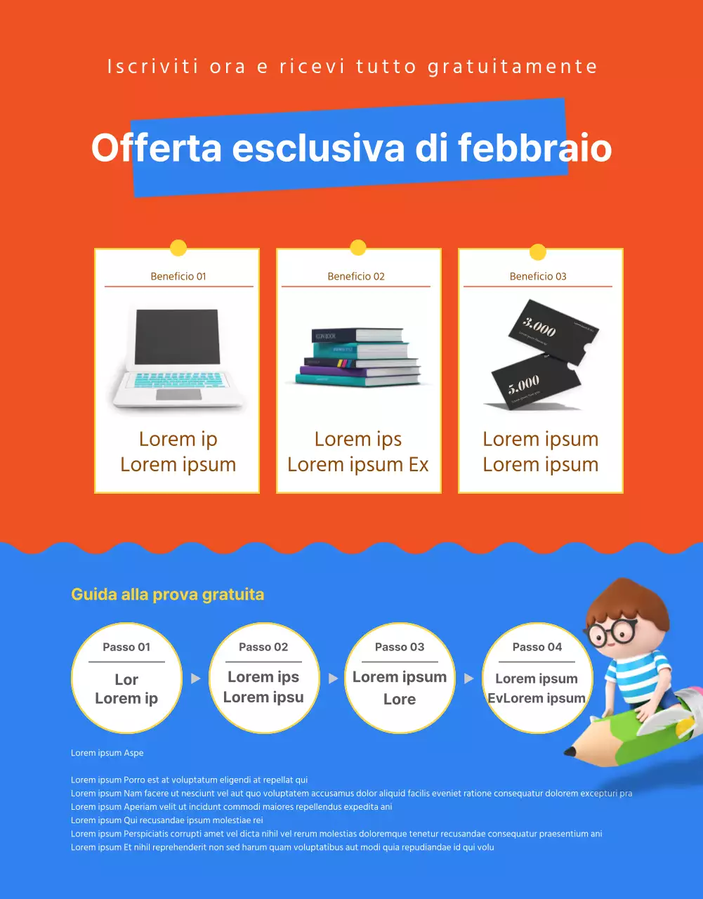 Tema dell'istruzione primaria blu giallo arancio