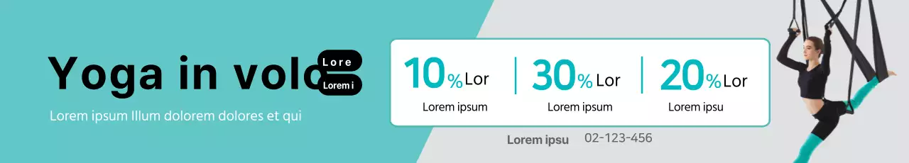 Semplice striscione promozionale di yoga volante in menta