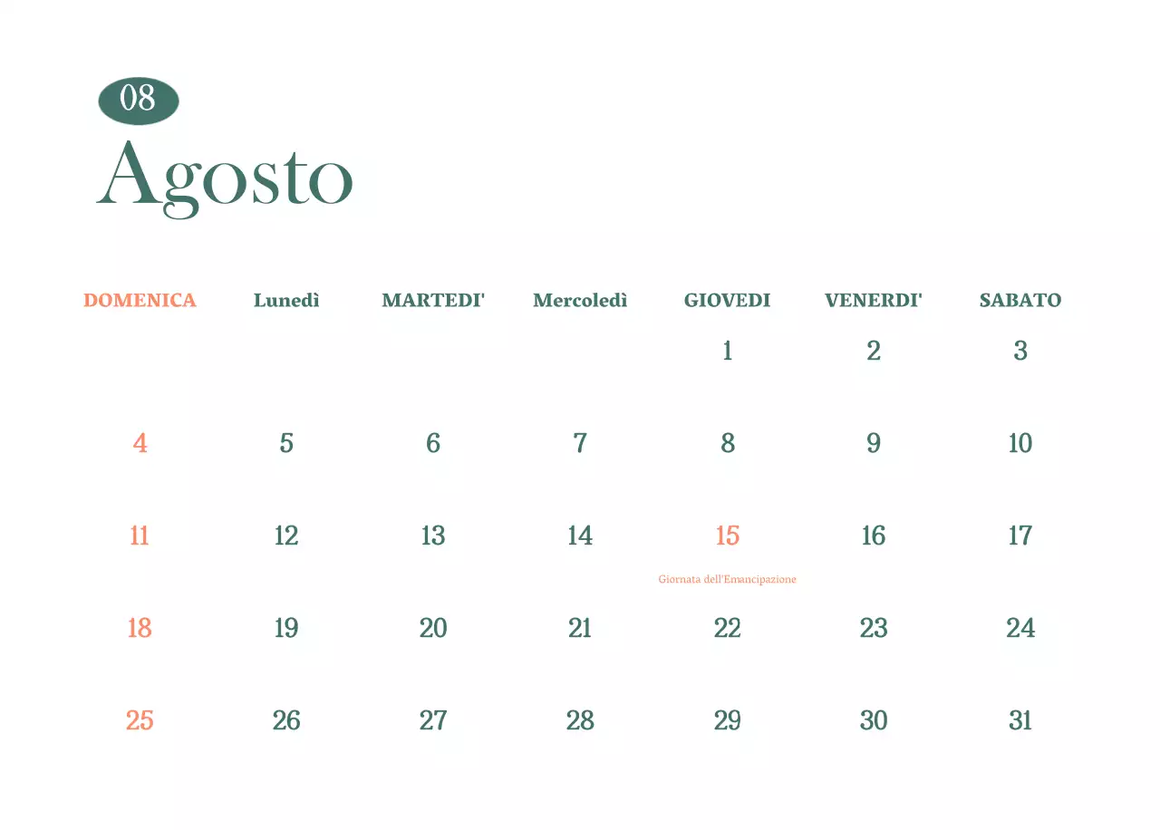 Calendario dei bar con i consigli per le bevande del mese