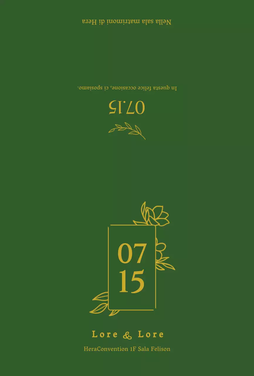 Inviti di nozze di lusso in lamina verde scuro e oro