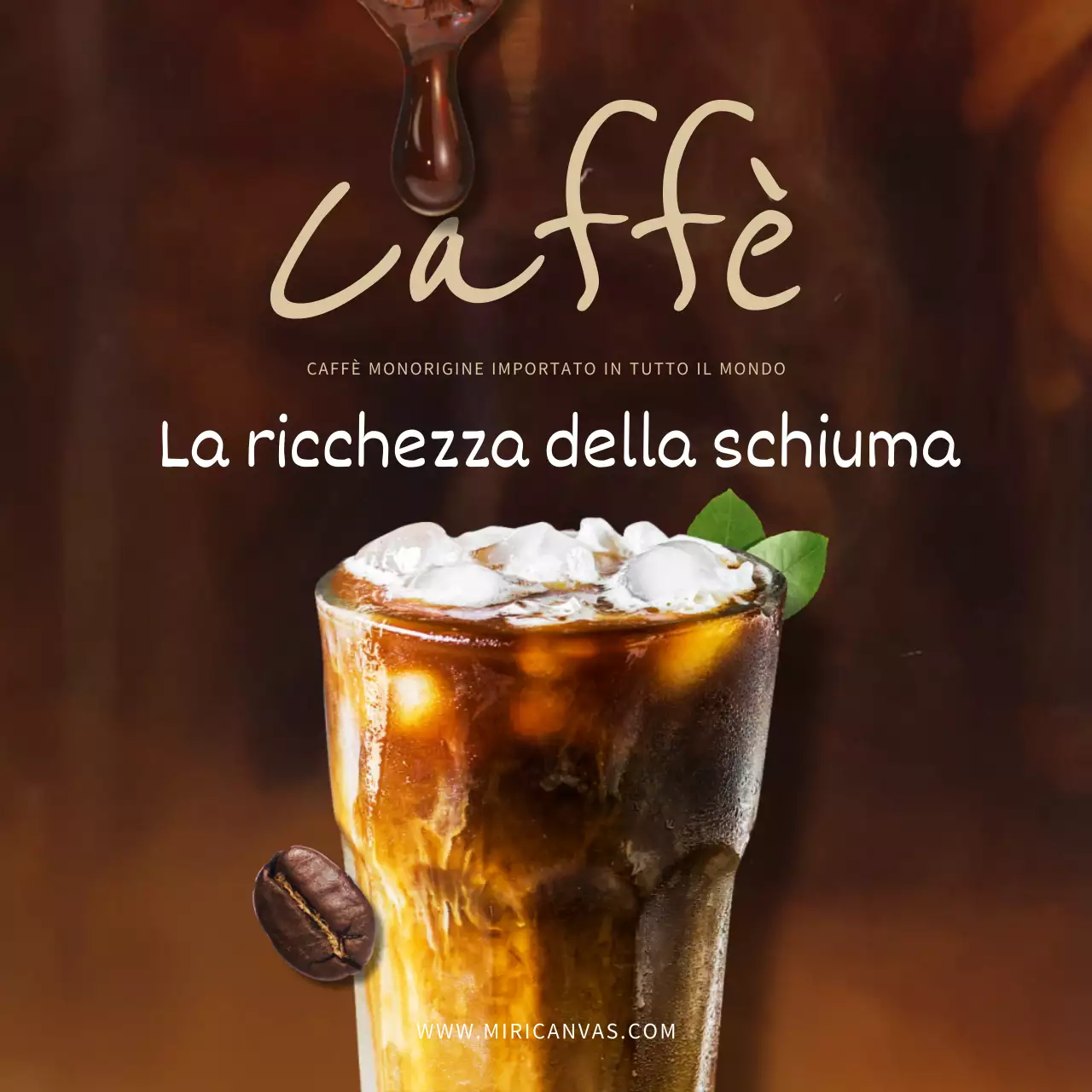Video social media square con concetto pubblicitario di caffè marrone