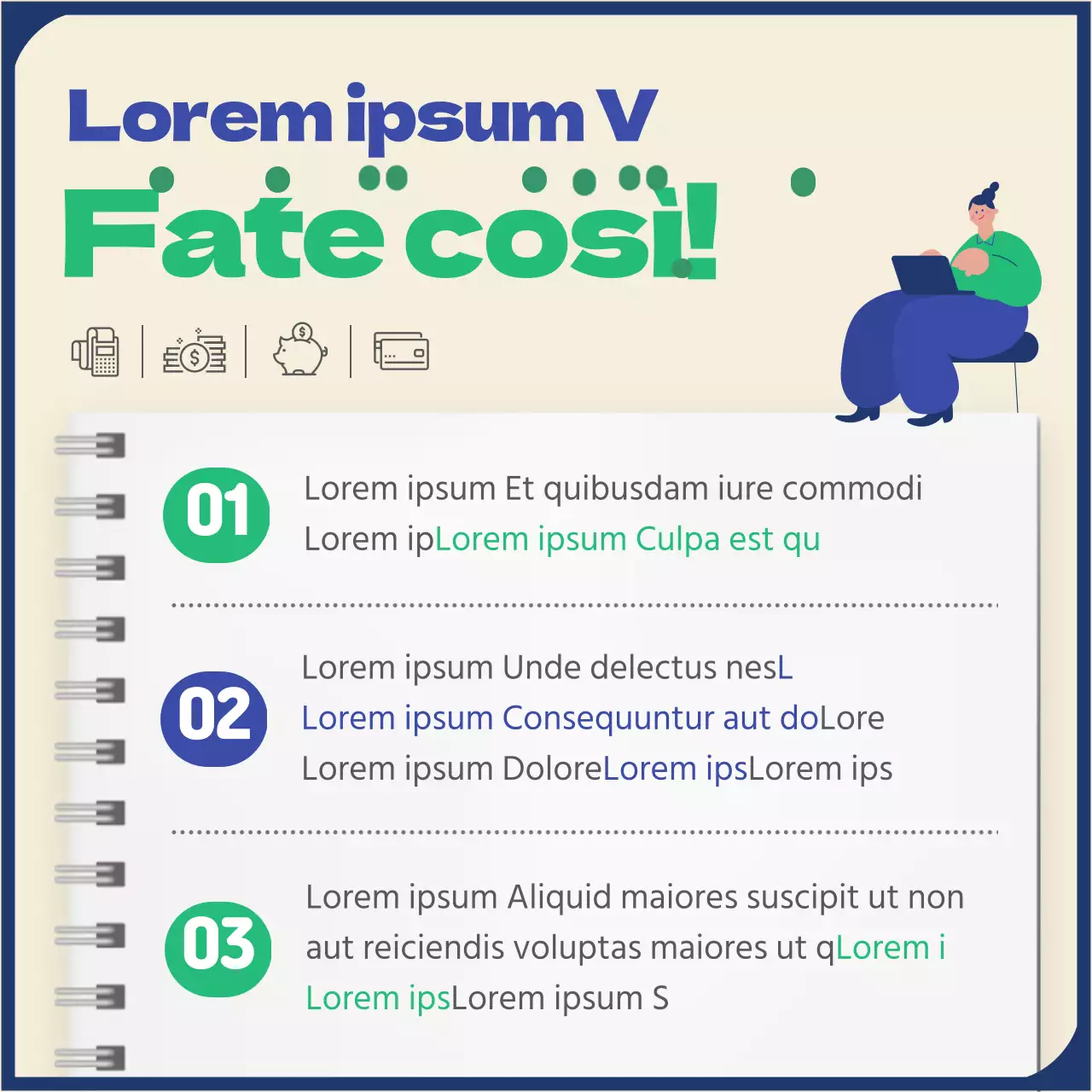 Riconciliazione di fine anno in blu e verde