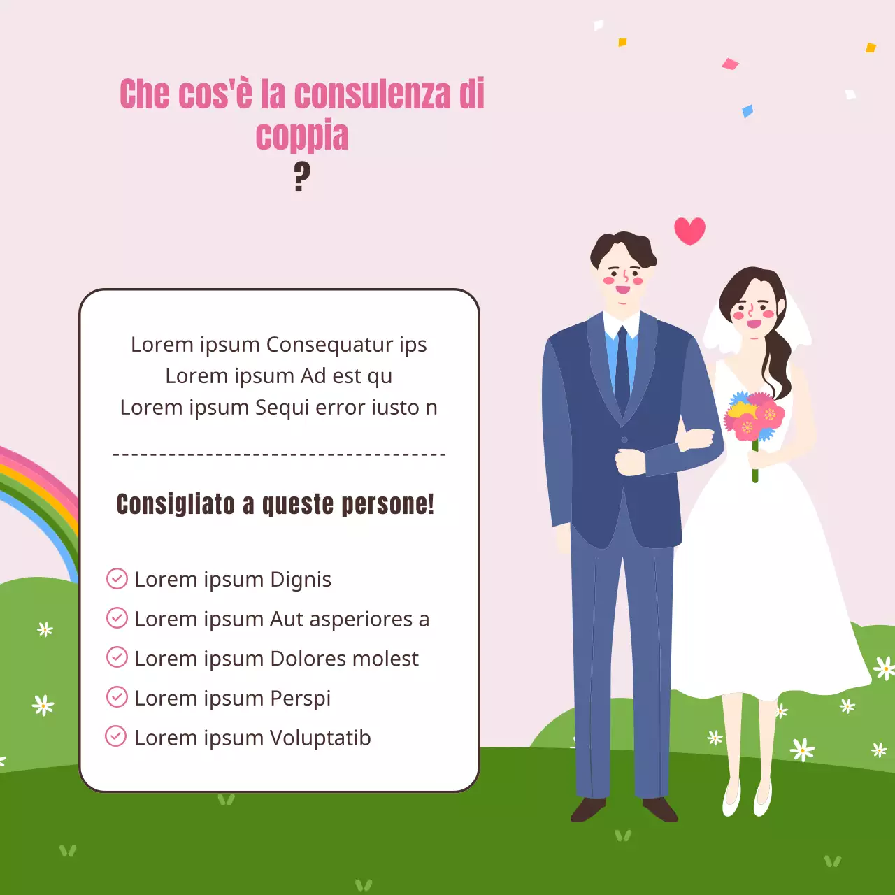 Una bella e accogliente illustrazione in rosa e chartreuse Mese della famiglia Maggio Festa delle coppie Consulenza matrimoniale