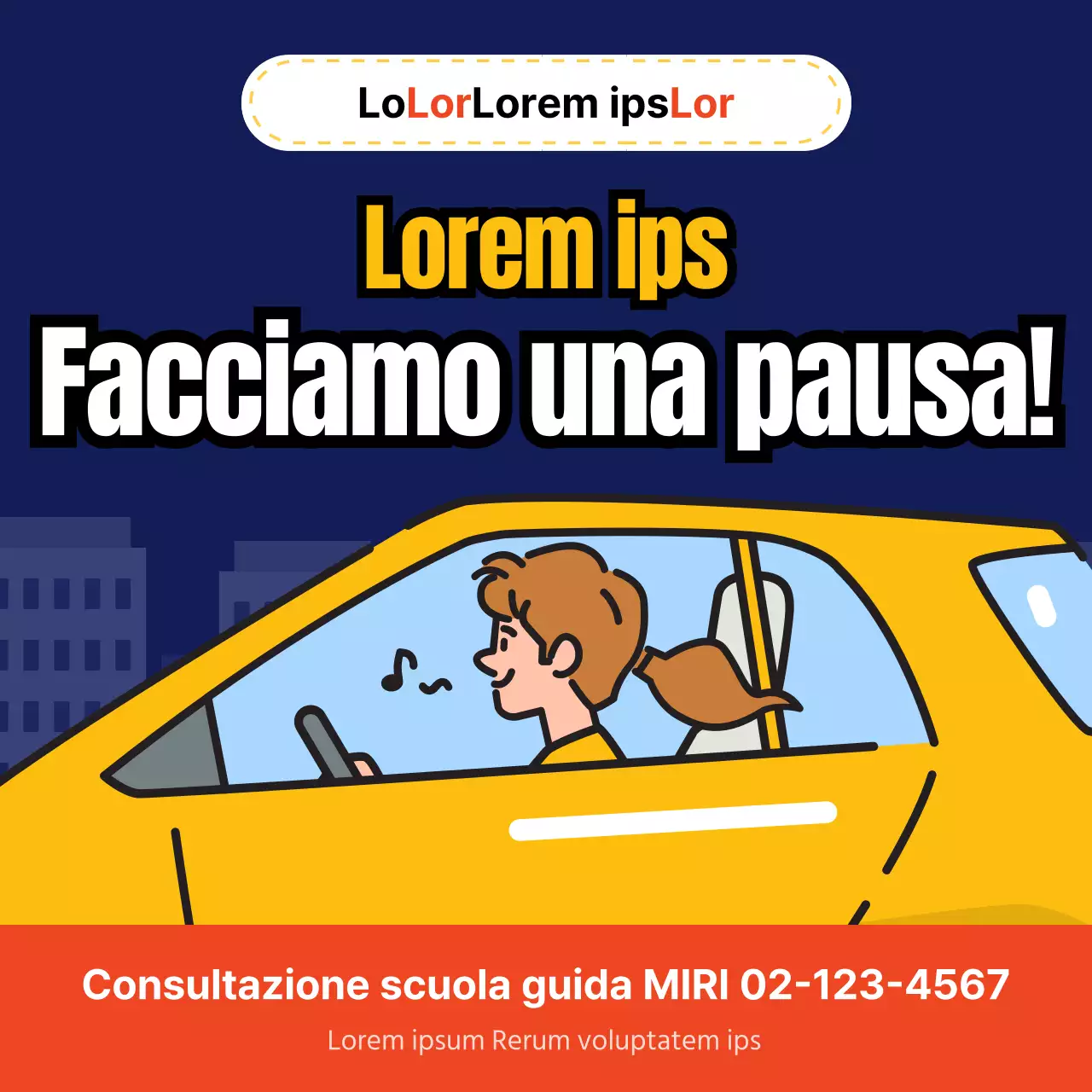 Avviso di guida sonnolenta con tema blu e giallo