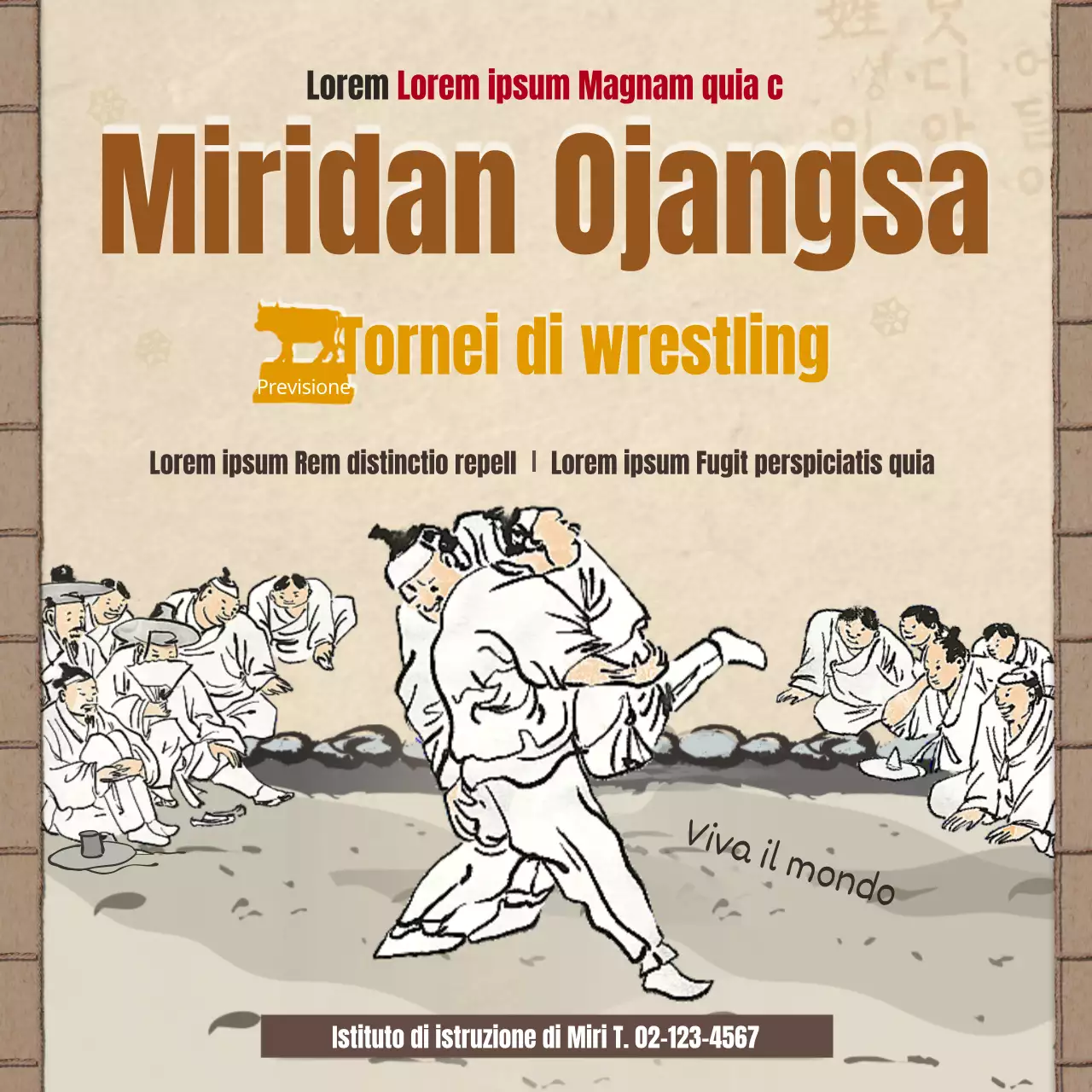Design classico con sfondo marrone e tradizionale di un libro Design classico con sfondo marrone e tradizionale di un libro Usanze del Capodanno cinese Wrestling Card News