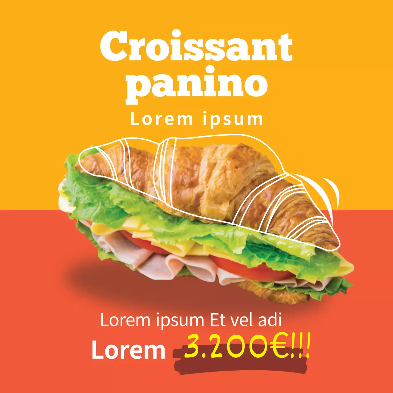 Foto giallo-arancio in evidenza Ristorante ordinato panino evento di sconto