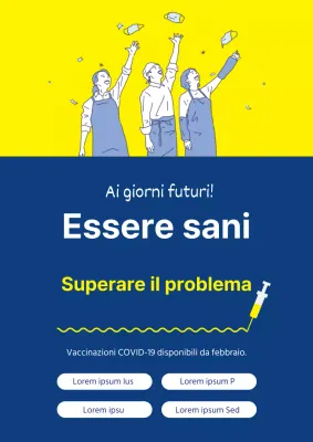 Illustrazione giallo blu marino vaccino corona ordinata